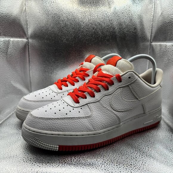 Size 12 Nike Air Force 1 '07 1 Low White Habanero Red Mens Sneakers A02409-101 - Picture 1 of 12